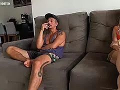 Beautiful milf flashes hidden from husband