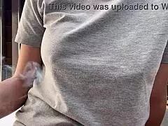 Italian big tits smoking outside 😍