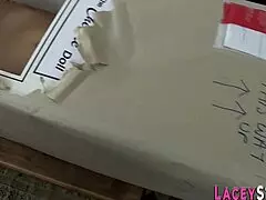 Busty blonde lesbian says, 'Let's play with toys'