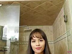 Radiant Brunette Beauty Takes a Shower