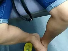 Candid Brazilian Girl Plays With Flip Flops