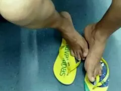 Candid Brazilian Girl Plays With Flip Flops