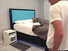 stepdaughter and stepdad share a hotel bed for some wet pussy action
