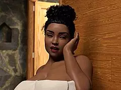 Thick ebony babe in sexy outfit ends up getting fucked hard by huge cock in her apartment