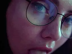 lecherous wife gives sloppy blowjob to her guys with deepthroat