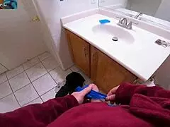 i dont want anymore cum on my panties, feeling overwhelmed by the creampie in bathroom cowgirl riding