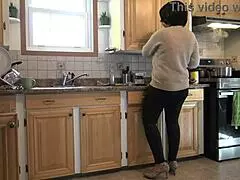 Taboo Family Stepmother Lets Stepson Fuck Her While Cooking In The Kitchen