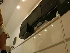 Big Boobs Blonde Hot Housewife Teases In The Kitchen Without Panties