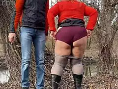 Touching wet pussy outdoors!