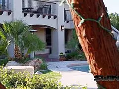 Gorgeous Brunette Milf Bent Over, Shaved Pussy Licked and Pounded Doggystyle by Friends in Swingers Group