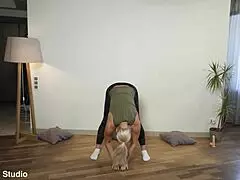 flexi milf with massive tits relaxes home alone