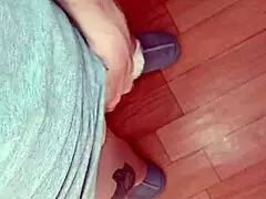 vicky vette strips and tries new toy on boyfriends cock