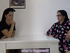 stepmom and stepsister, let's team up for this double footjob to teach that naughty stepson his lesson with some femdom flair