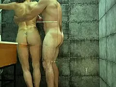 Is That Muscular MILF Showering with Wet Natural Tits?