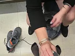 Tattooed Kiwi MILF Submissively Fucked and Creampied in Store Changing Room