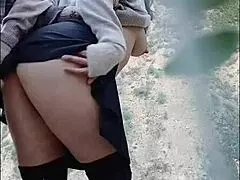 hot milf prostitute gets creampie and spanks outdoors with natural tits and big ass 😈