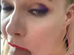 I'm moaning with pleasure while sucking this monster cock, sloppy and spitting, close up on my blowjob.