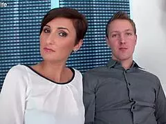 euro wife gabrielle gucci eagerly sucks big black cock in cuckold scene