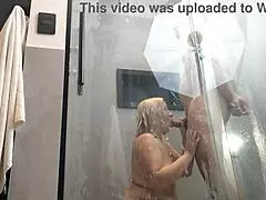 Hidden Phone Films Hot Aunt Sucking Boyfriend's Cock in Bathroom