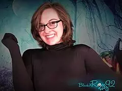 A ghostly ghoulfriend in costume gives jerk off instructions to her friend in a POV roleplay.