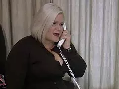 Granny Pizza Boy Suck Off: BBW Mature MILF Blowjob Session with Tits