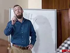 Oh! This Naughty Secretary Sucks And Gives Handjob In Cowgirl, Her Natural Tits Bouncing!