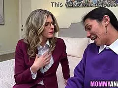 stepson cory chase gives blowjob to mommy with big tits and glasses