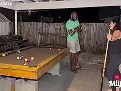 Milfcandy Samantha loses pool game and sucks big black cock