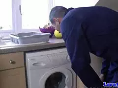 classy milf pounded by plumber in cowgirl riding with facial and trimmed pussy 😏