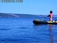 Mature amateurs enjoy a boat ride on the Volga River