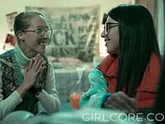 Hey, check out these nerdy lesbians getting wild with muff diving and tribbing! 😍👓