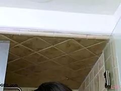 Elegant Tall Brunette Took a Shower