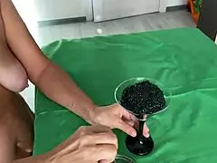 Mature Stepmom Milking Breeding Bull Balls In Food Fetish Orgasm