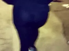 Mature Milf Flashes Thong In Transparent Leggings Outdoors