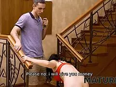 mature woman in red bra bonked by horny stepson