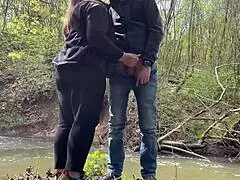 Mother in law flashes outdoors