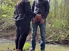 Mother in law flashes outdoors