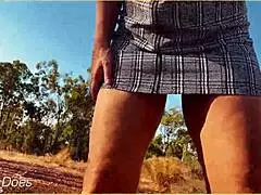 a milf forgets her panties under her skirt, leading to a voyeur upskirt moment