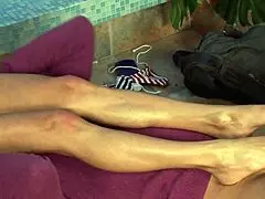 blonde milf teases with her slutty feet and gets fucked