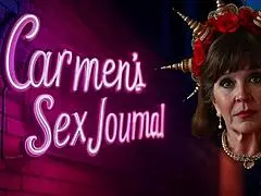 Granny in black widow costume enjoys some toy play