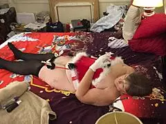 granny carmen fucking dildo christmas style with big tits licking