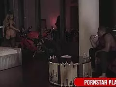 Claudia Valentine, the milf, receives Rob Piper's messy cumshot on her belly