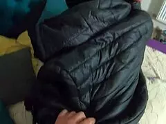 face fucking doggystyle over downjacket