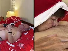 Granny Carmen Claus ends the Christmas season sucking cock