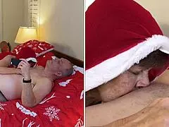 Granny Carmen Claus ends the Christmas season sucking cock