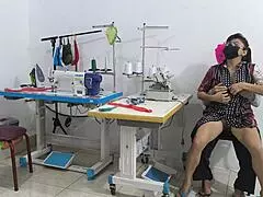 Wow, This Intense Seduction in the Sewing Workshop with Ebony Latina Amateurs Is So Sexy!