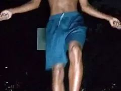 Cute brunette in park fitness solo