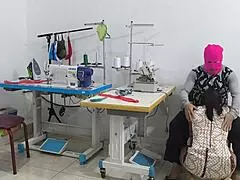 Wow, This Intense Seduction in the Sewing Workshop with Ebony Latina Amateurs Is So Sexy!