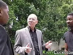 in this cuckolding scene, the milf's booty and jugs get sprayed