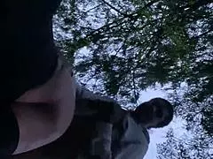 Sexy bbw gets backshots in forest sunset 😘 with big cock